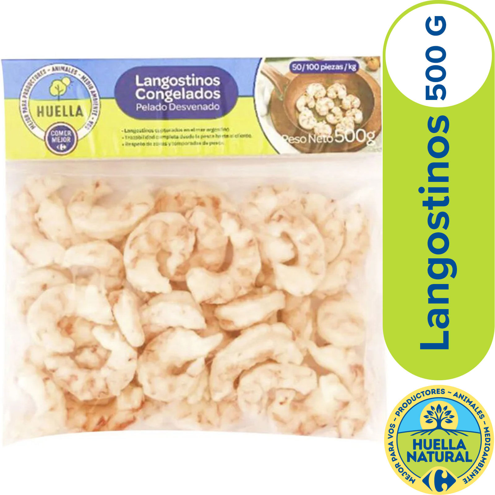 Langostinos Crudos Pelados Huella Natural 500 g