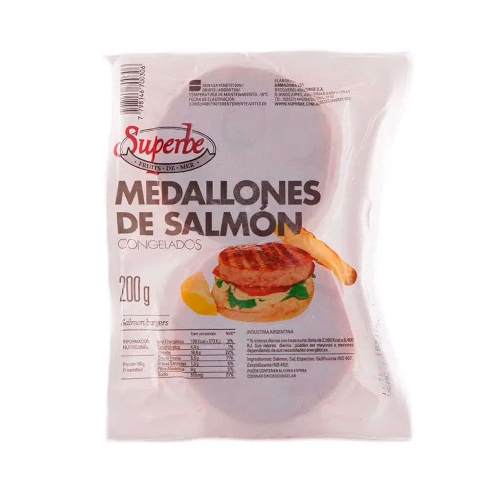 Medallones de Salmón Congelados 200 g Superbe